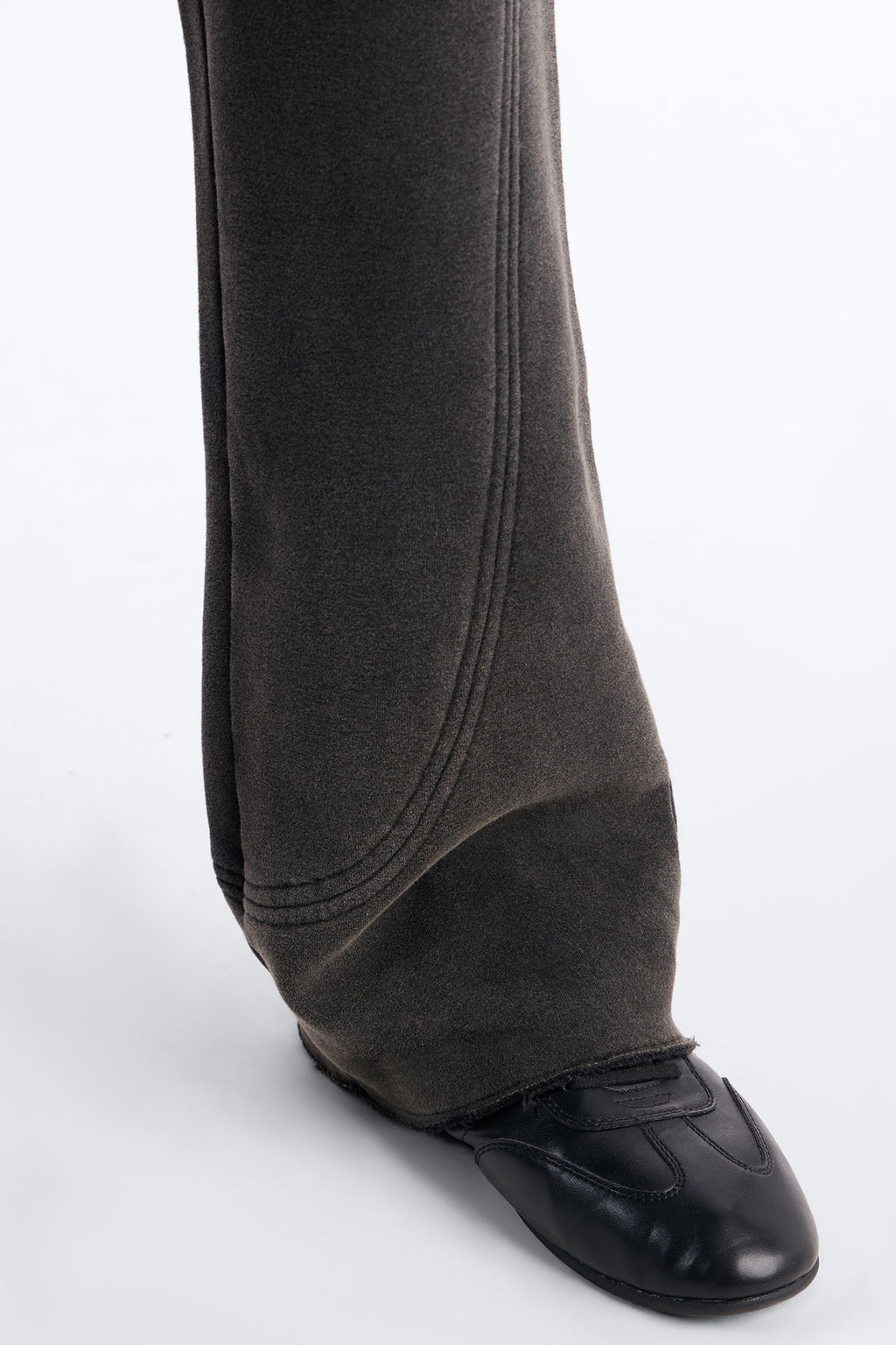Washed Raw Edge Flare Sweatpant - Black Wash