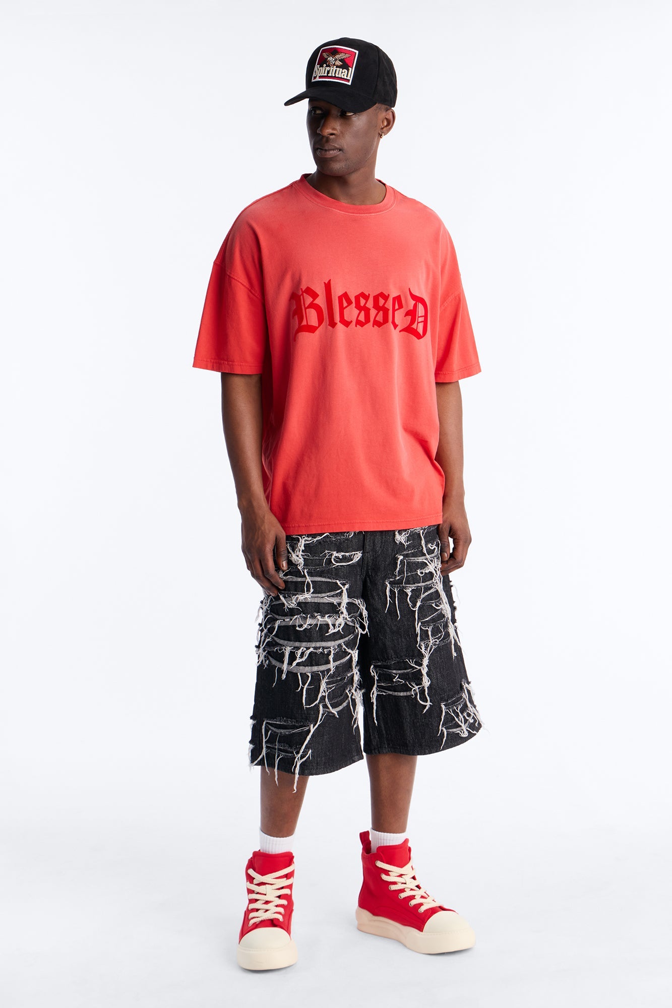 Baggy Jackson Fray Denim Short - Black Wash