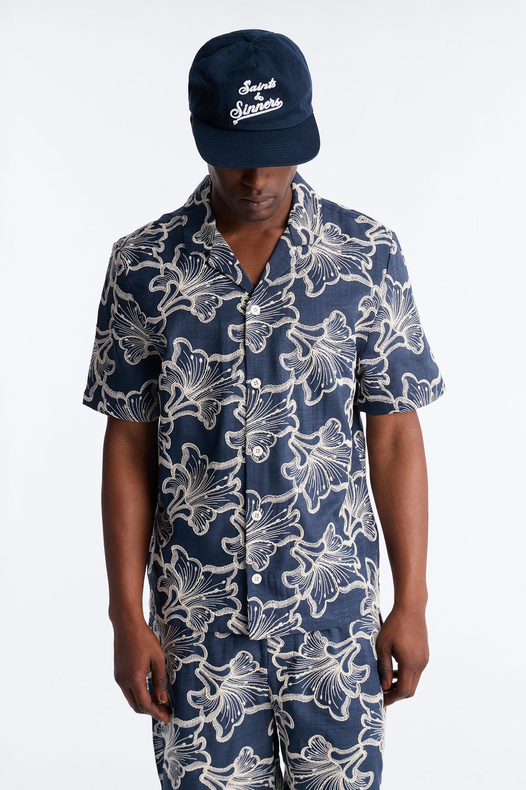 Coastal Drift Cuban Button Up Shirt - Navy