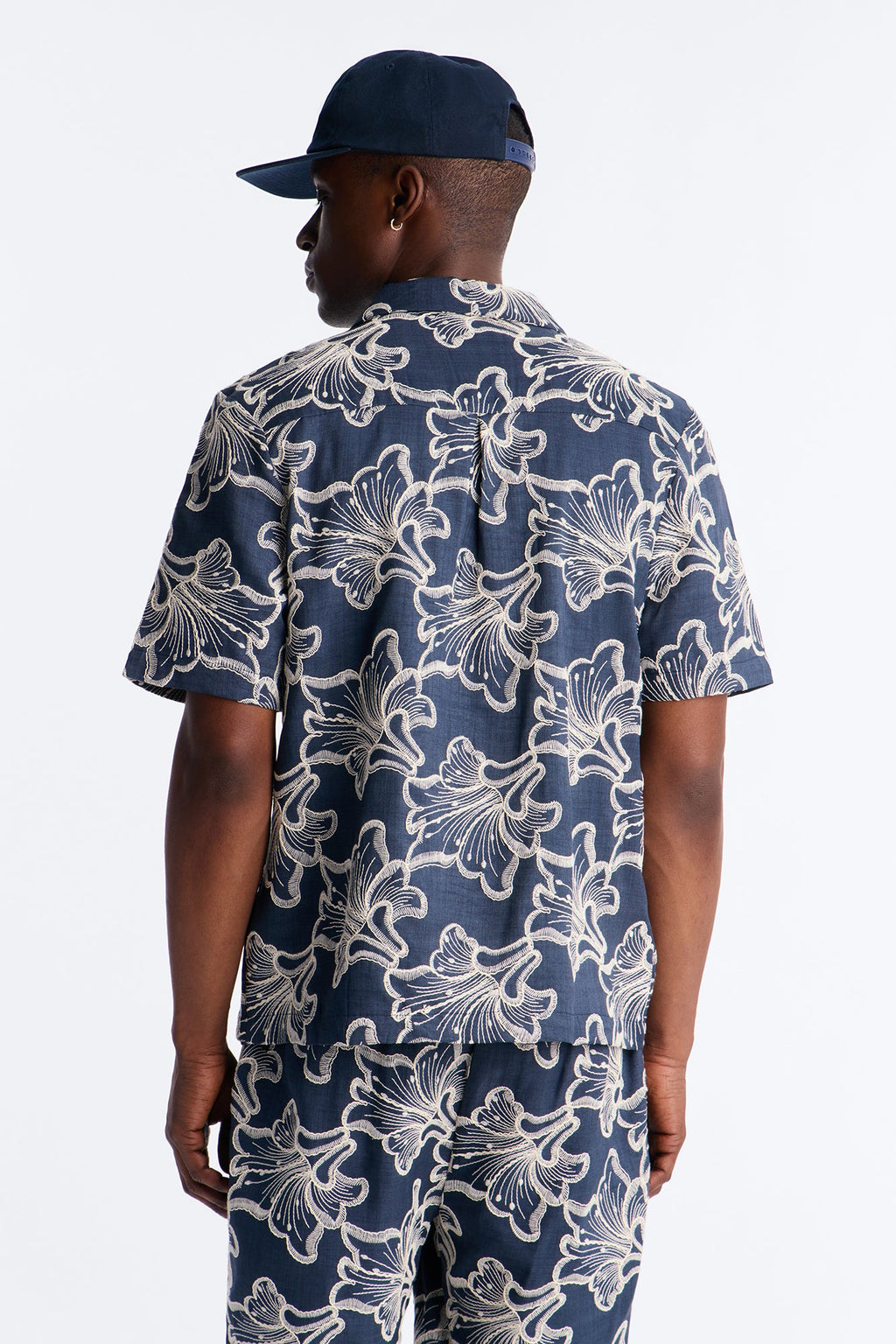 Coastal Drift Cuban Button Up Shirt - Navy