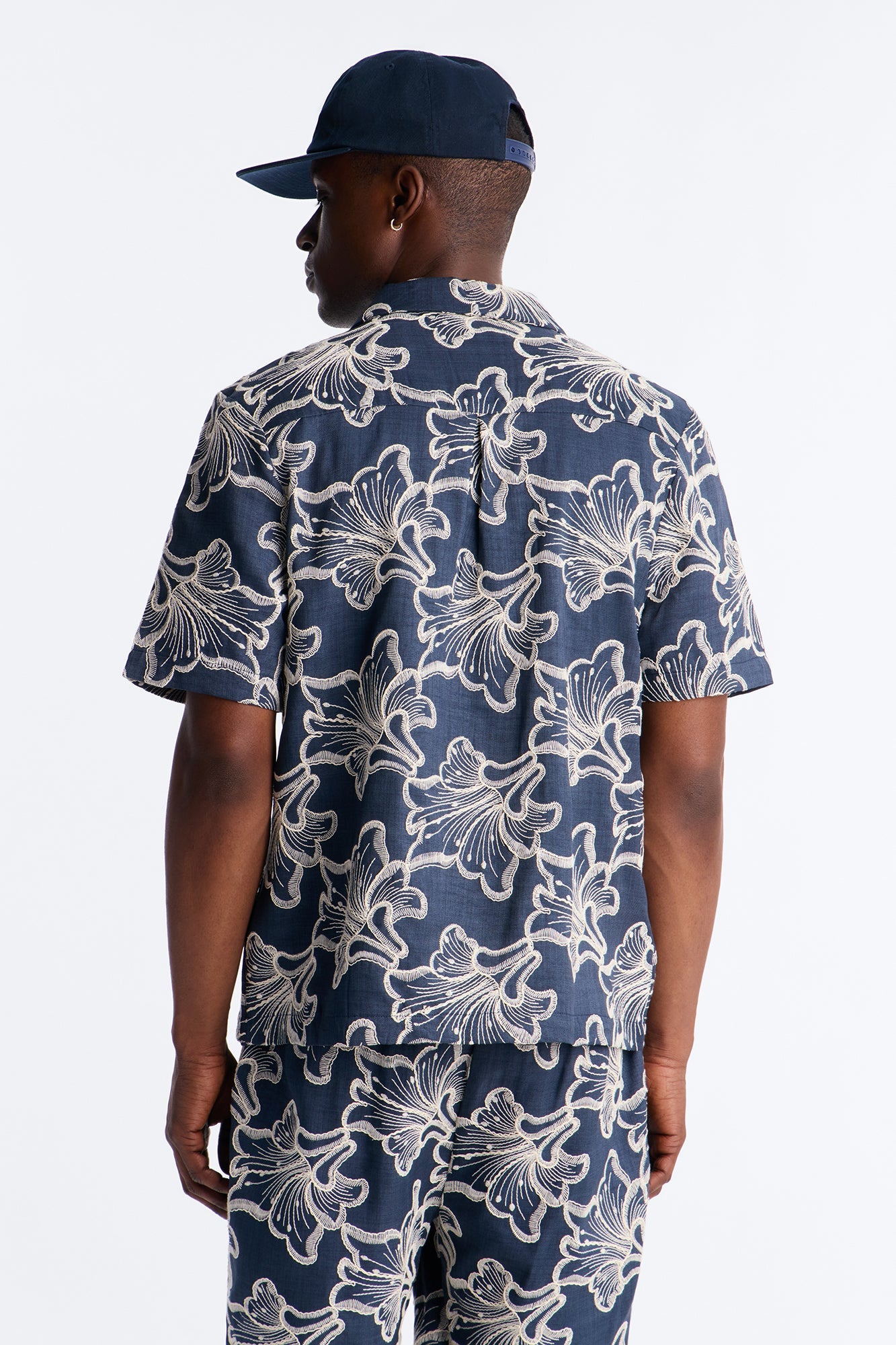 Coastal Drift Cuban Button Up Shirt - Navy