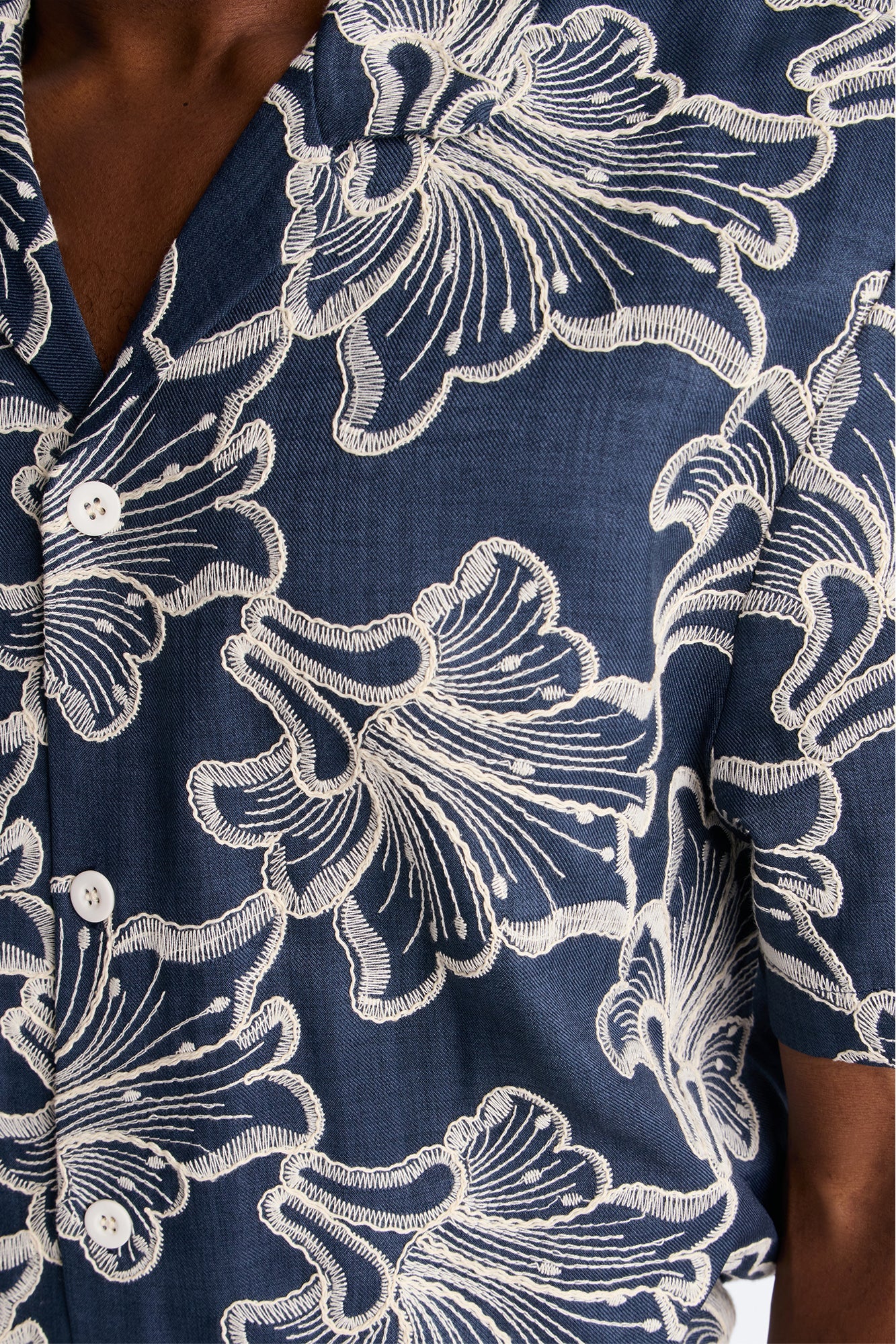 Coastal Drift Cuban Button Up Shirt - Navy