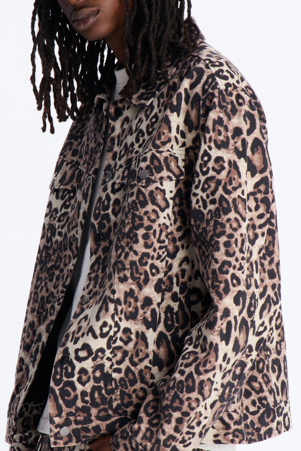 Marcy Wild Leopard Print Trucker Jacket - Brown