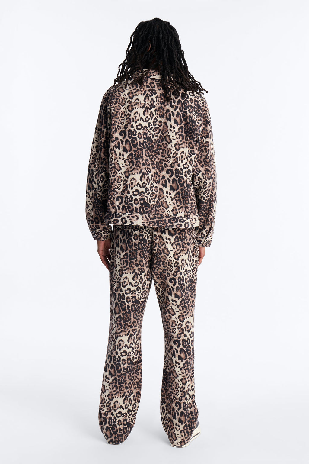 Marcy Wild Leopard Print Trucker Jacket - Brown
