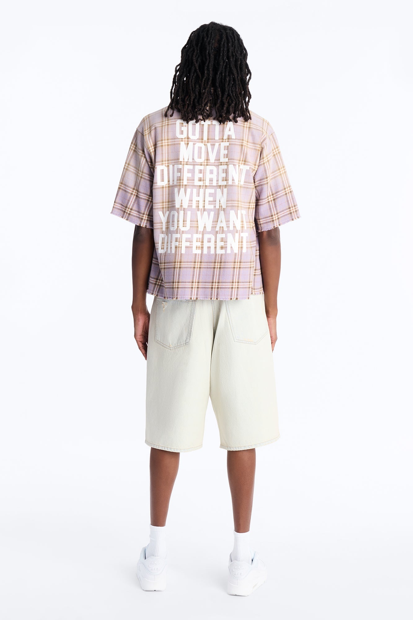 Cropped Gotta Move Flannel Button Up Shirt - Purple