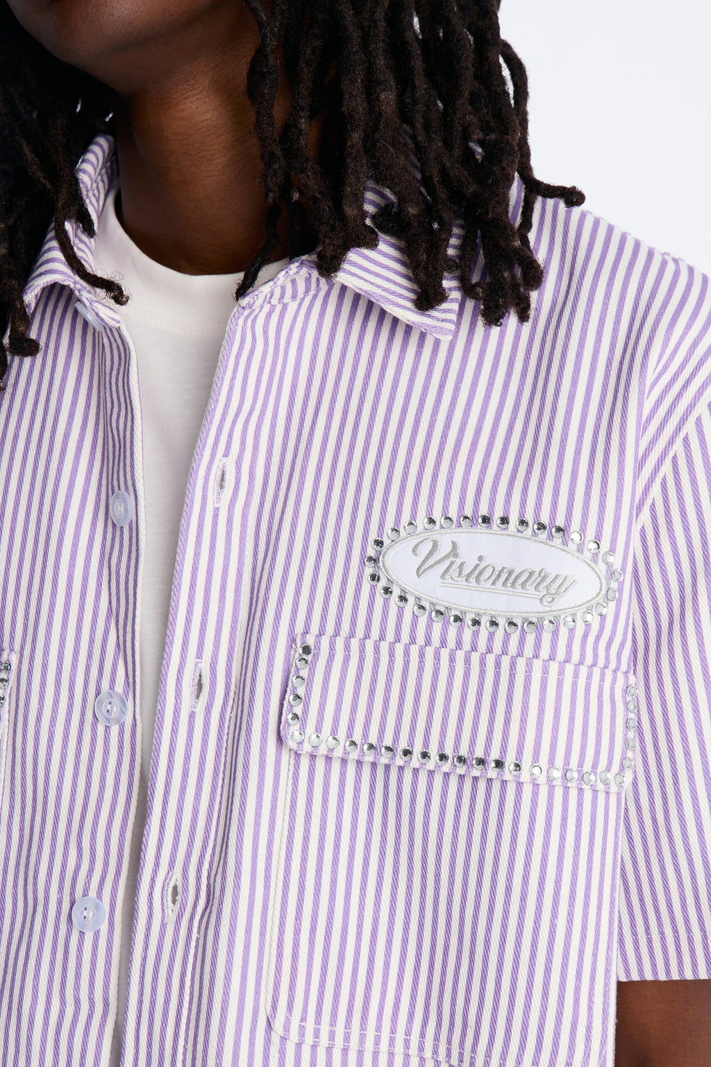 Diamante Trim Mechanic Shirt - Purple