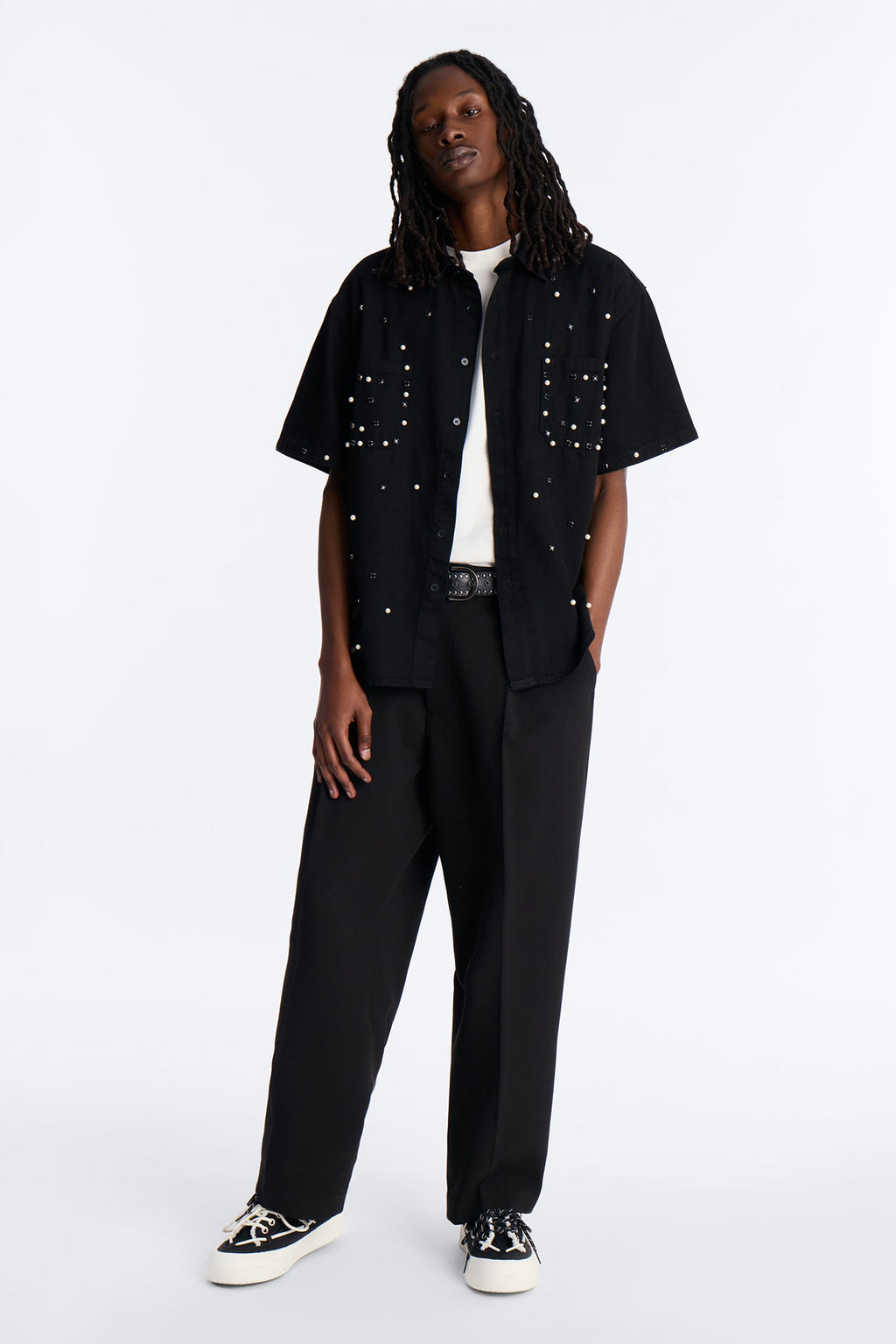 Apex Stud Button Up Shirt - Black