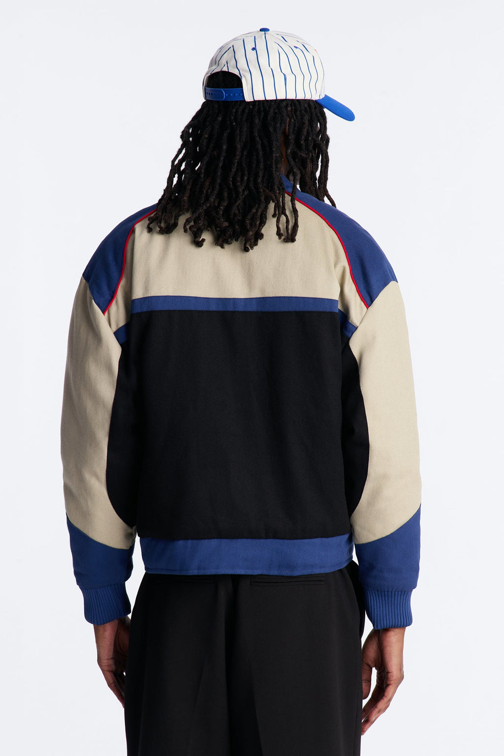 Victory Lap Color Block Bomber Jacket - Black/combo