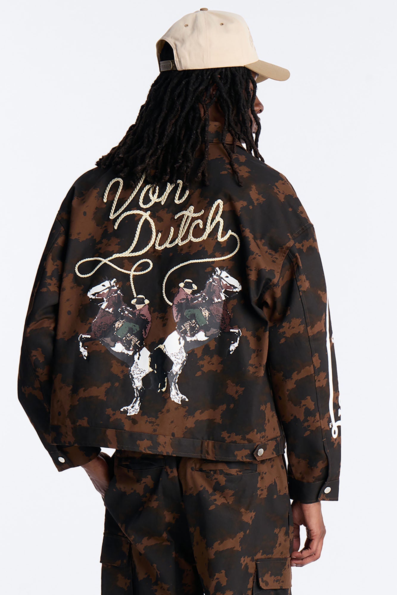 Von Dutch Rodeo Faux Pony Hair Work Jacket - Brown