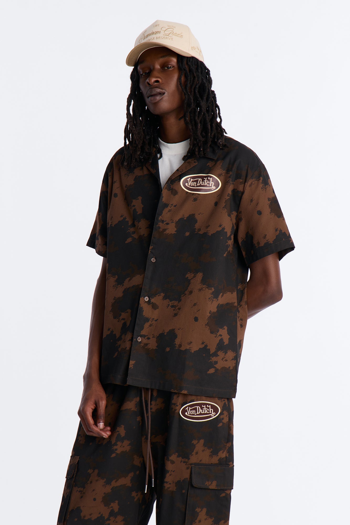 Von Dutch Rodeo Dual Cuban Button Up - Brown