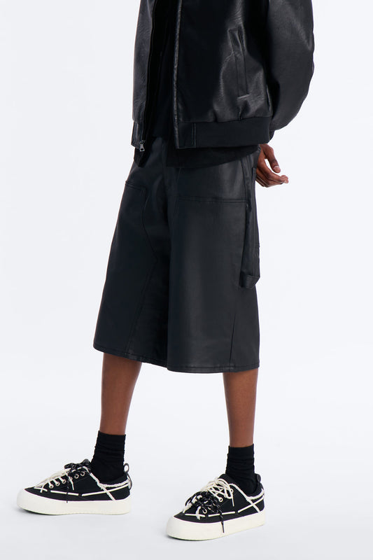 Baggy Liquid Coated Waxed Short - Black