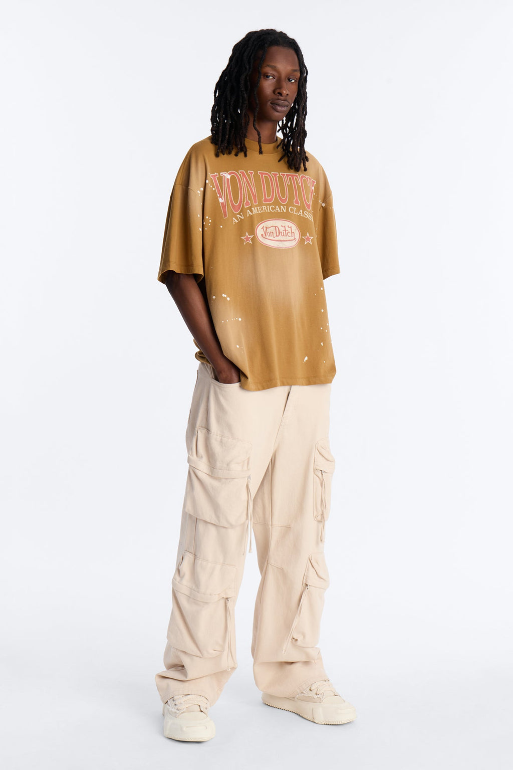 Von Dutch American Classic Boxy Short Sleeve Tee - Tan