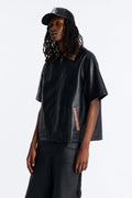 Onyx Cognac Zip Up Shirt - Black