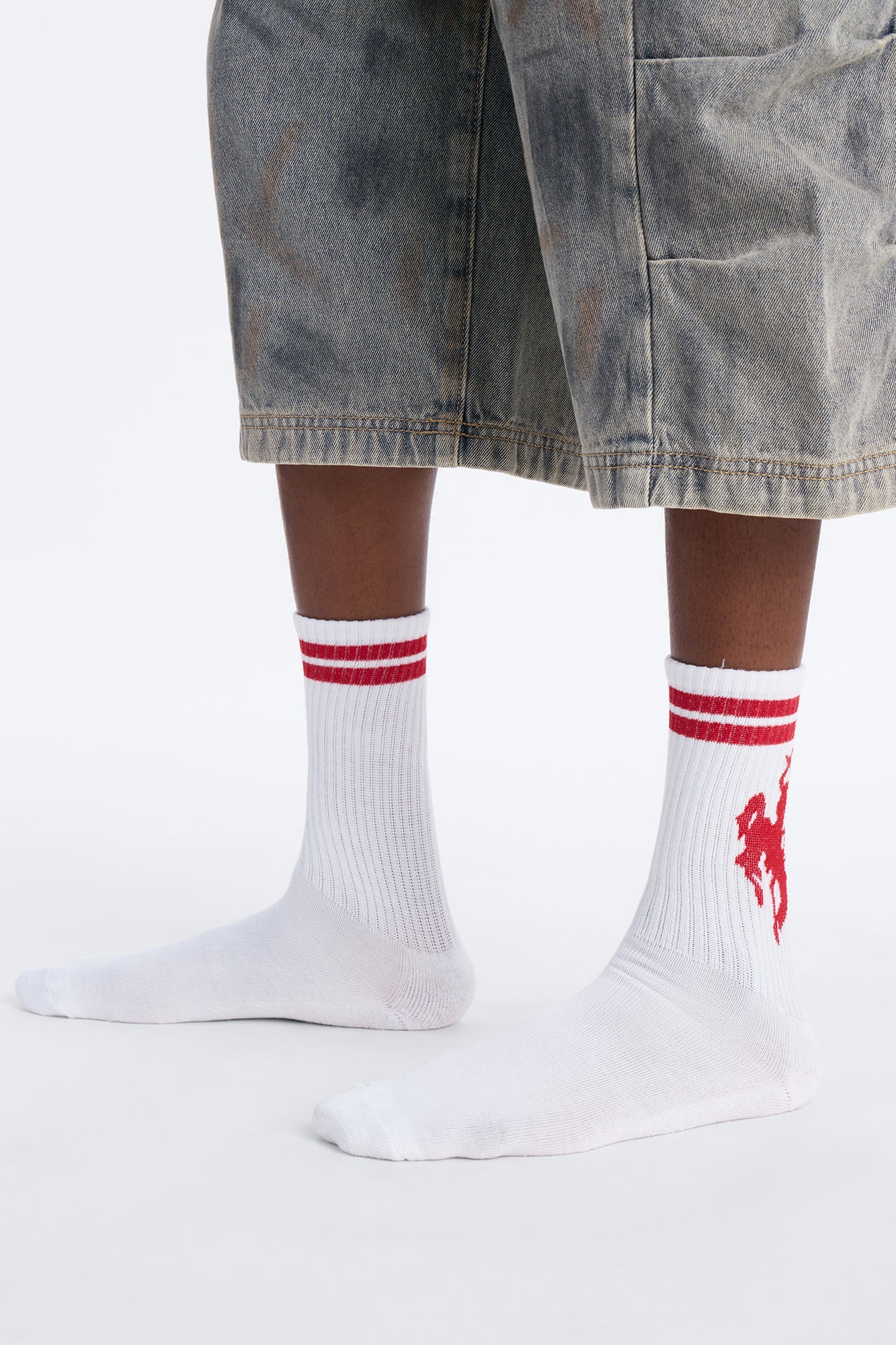 Out West Solid Graphic Crew Socks 2 Pack - White/combo