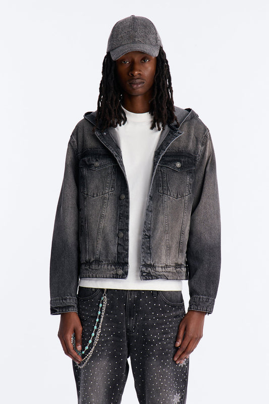 Shrunken Off Duty Denim Trucker Jacket - Black Wash