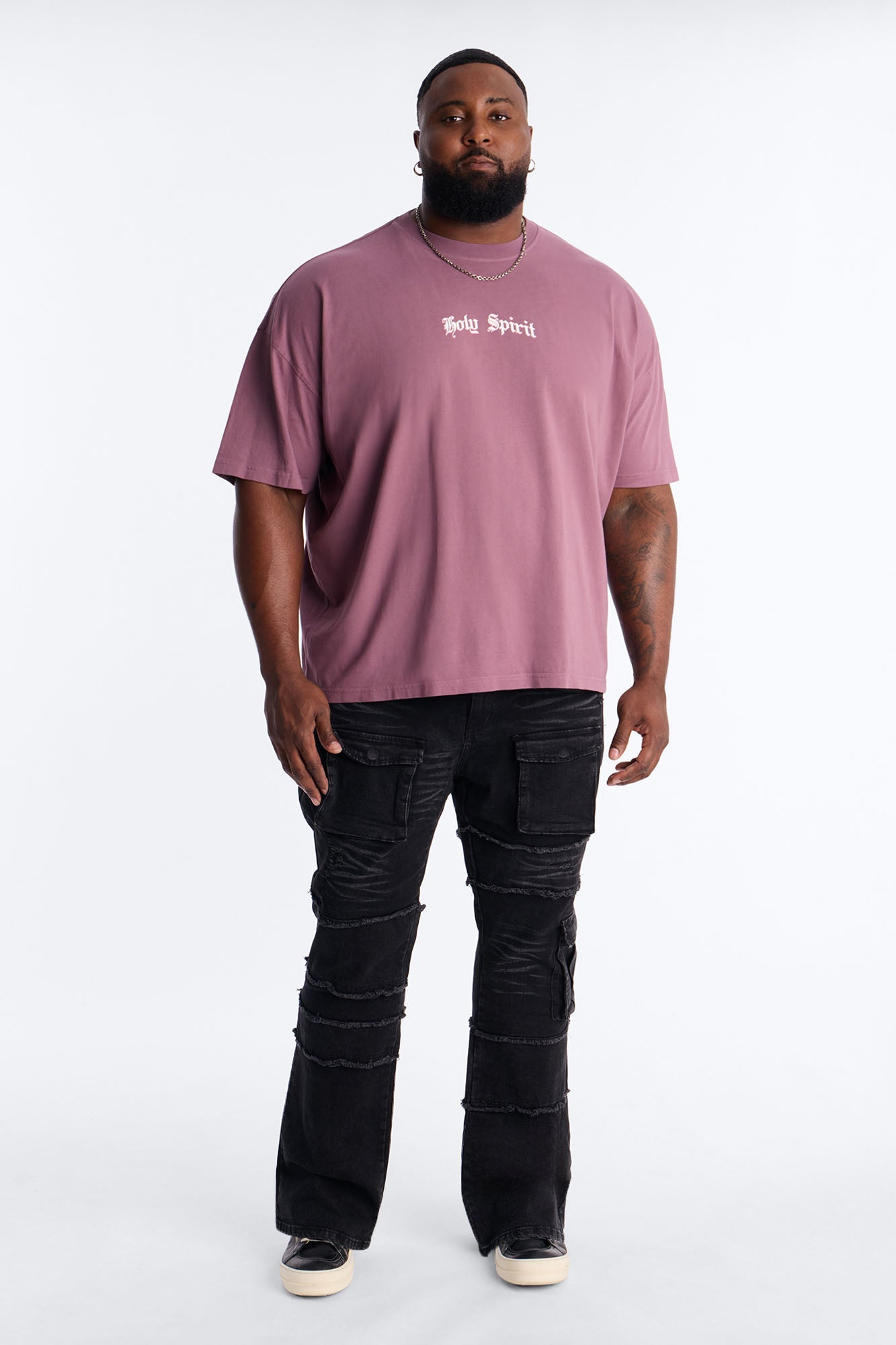 Holy Spirit Protect Me Oversized Short Sleeve Tee - Purple