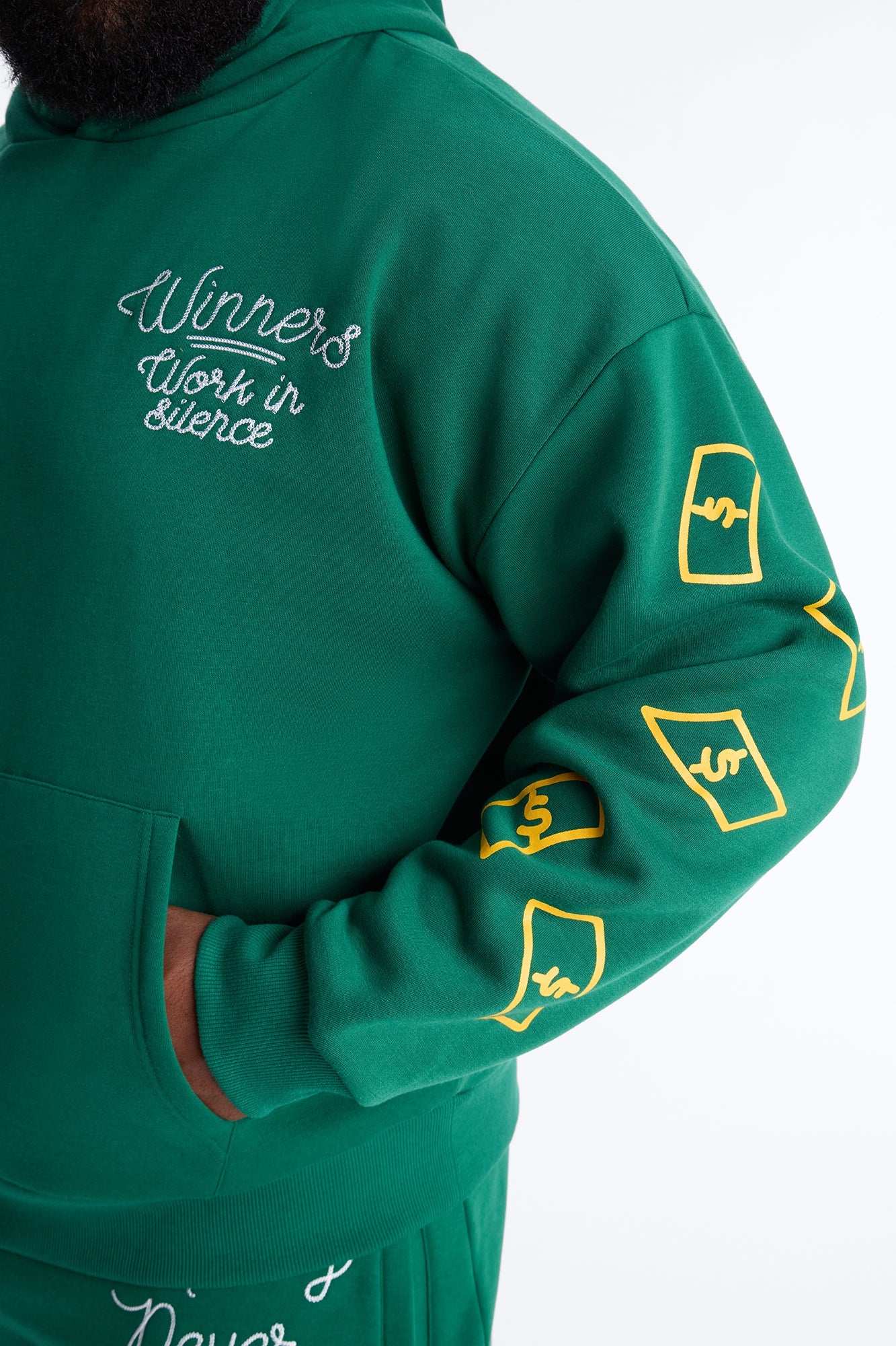 Paper Chaser Chain Stitch Oversized Hoodie - Green