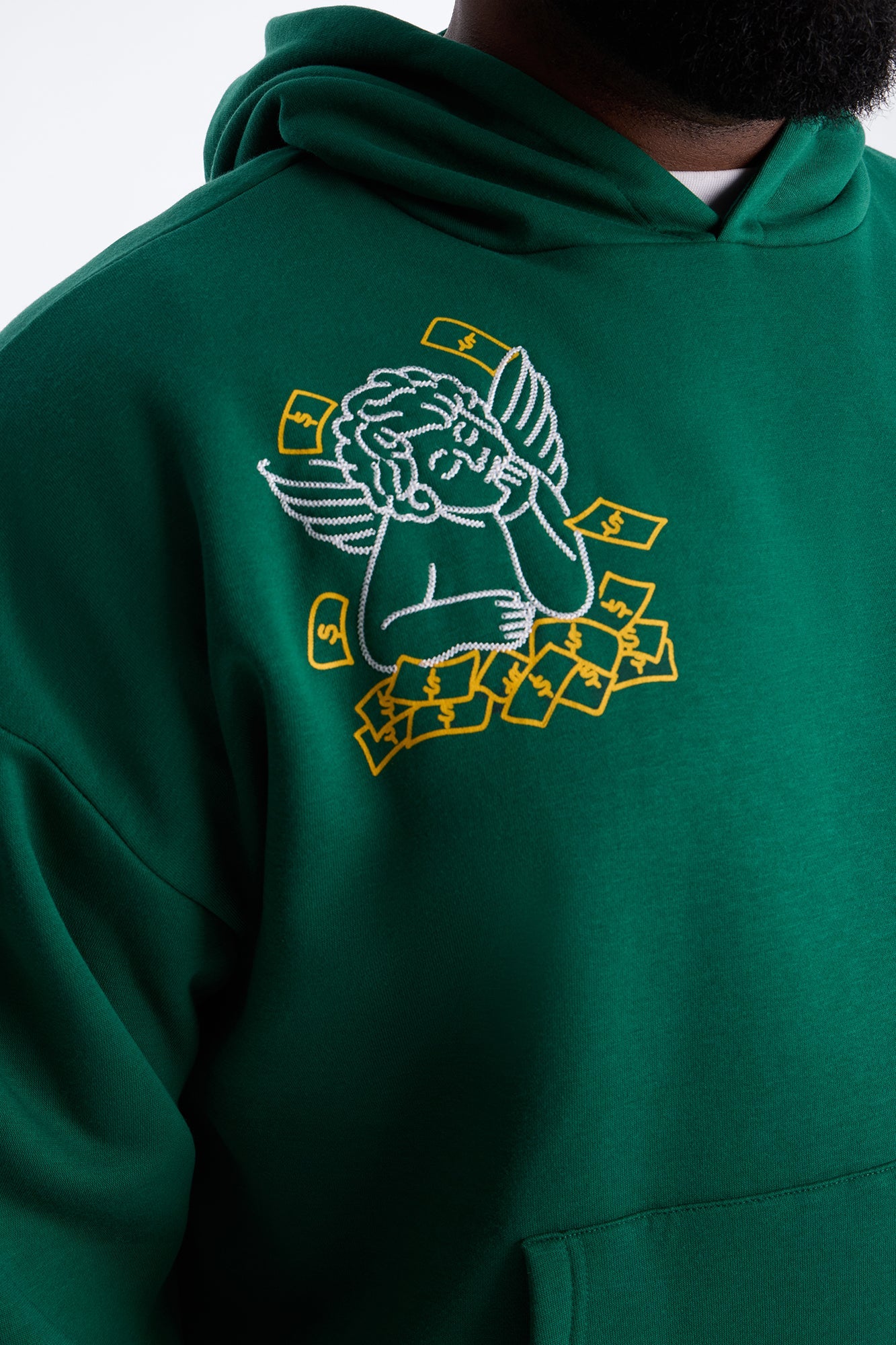 Paper Chaser Chain Stitch Oversized Hoodie - Green