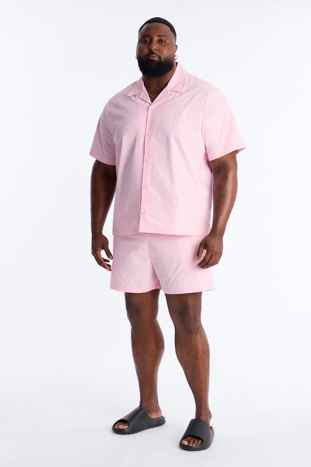 Montez Cuban Collar Button Up Shirt - Pink