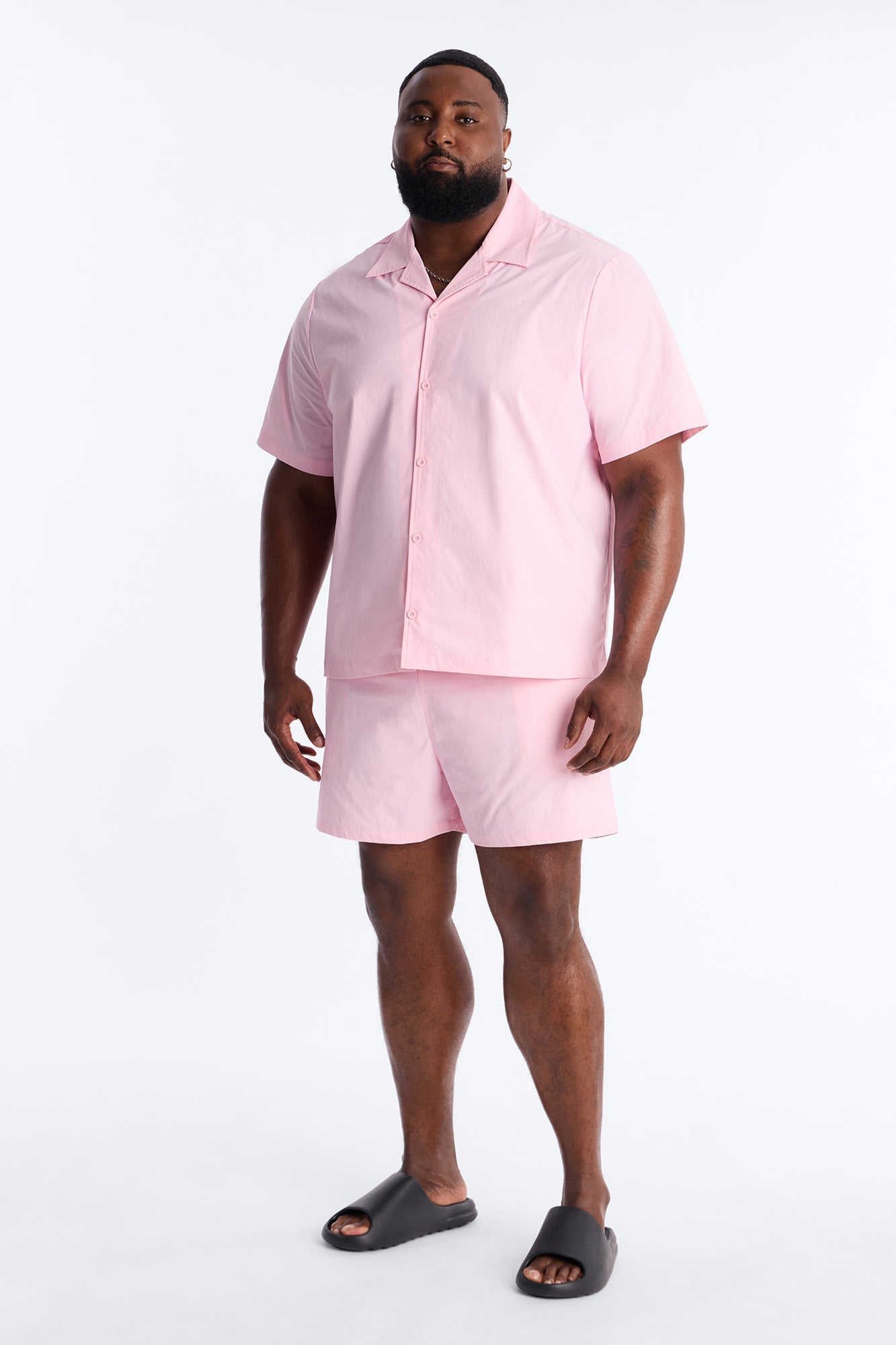 Montez Cuban Collar Button Up Shirt - Pink