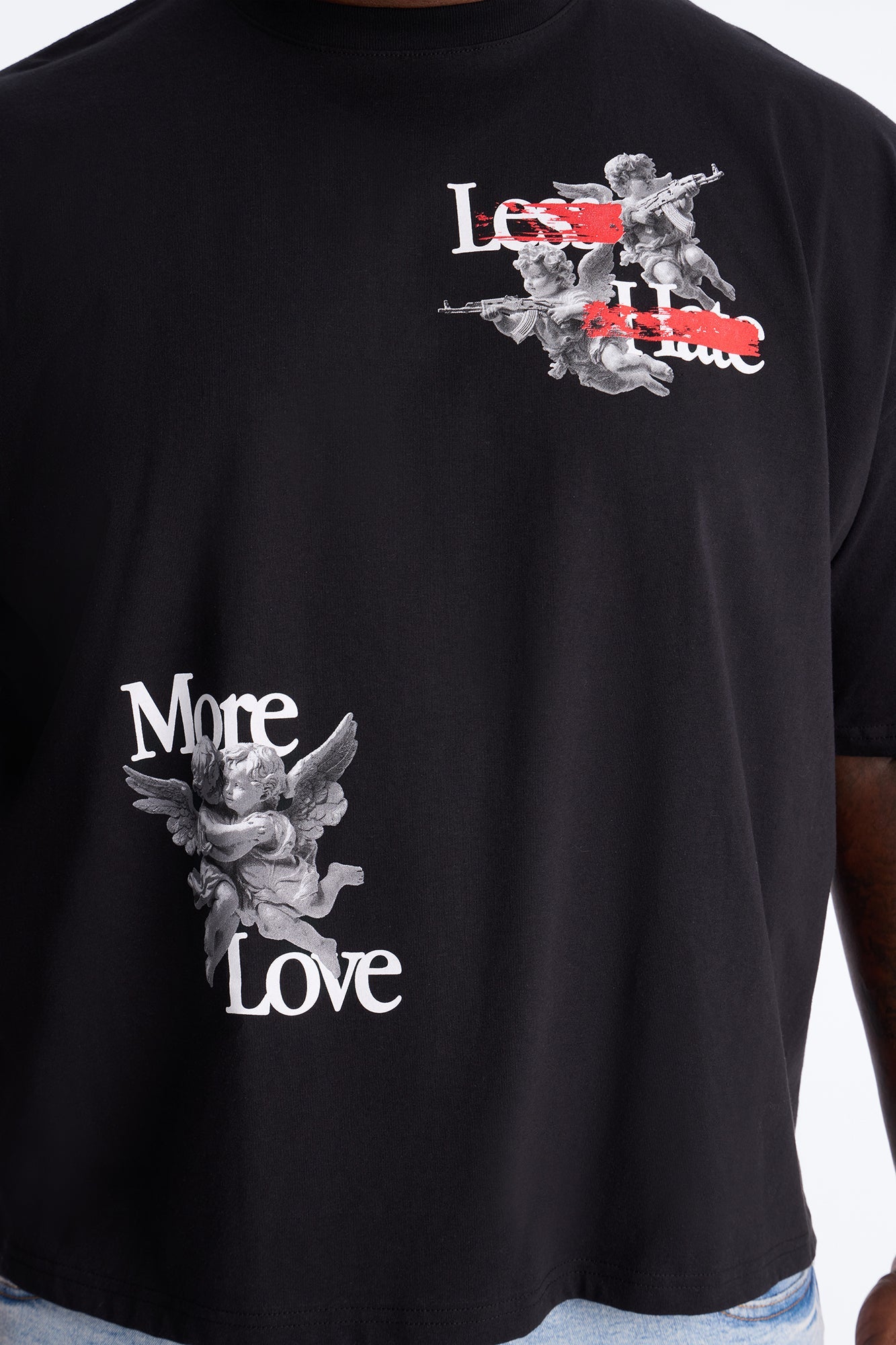 Less Hate More Love Boxy Short Sleeve Tee - Black