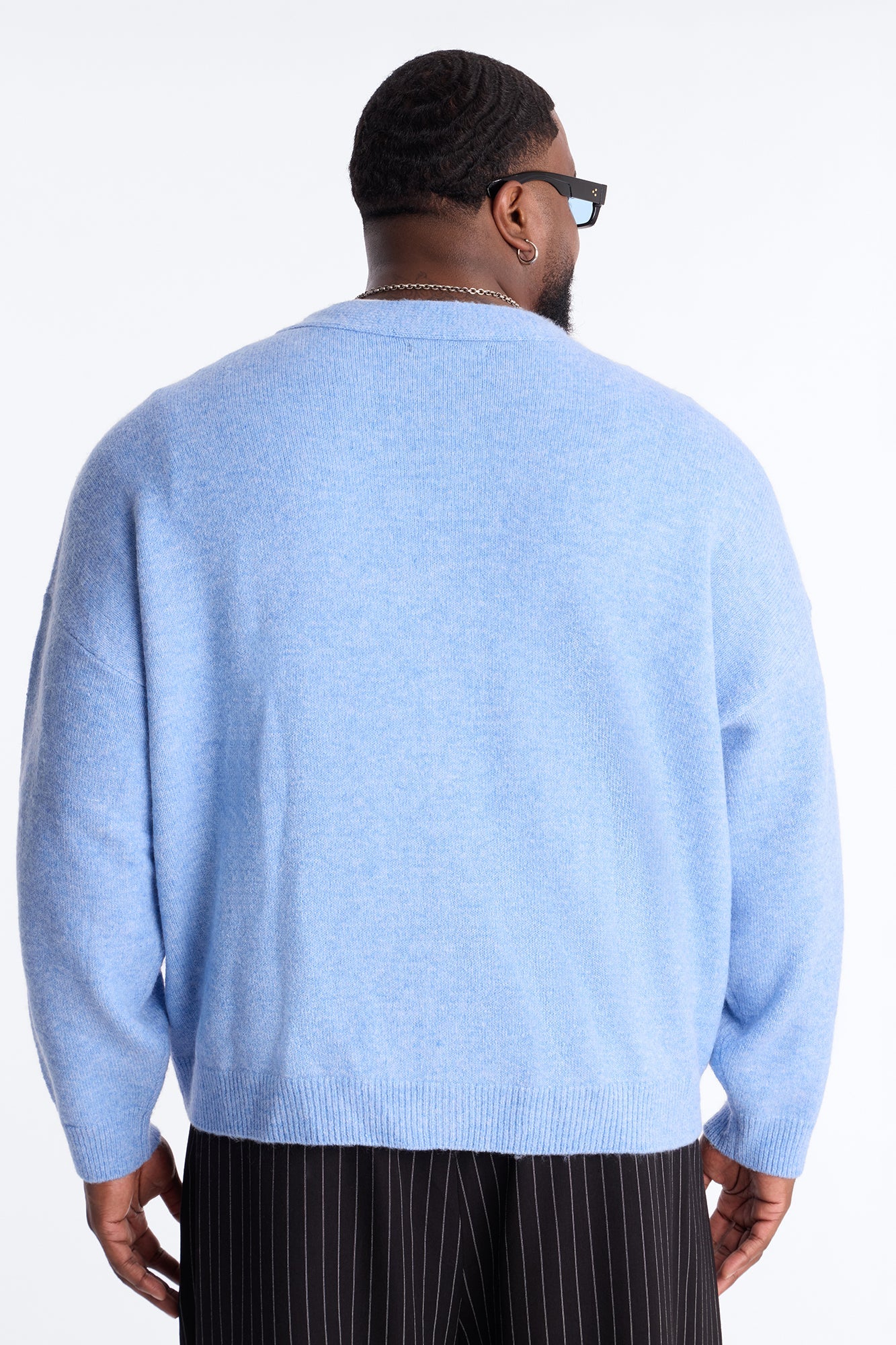 Cropped Harbor Ash Cardigan - Light Blue