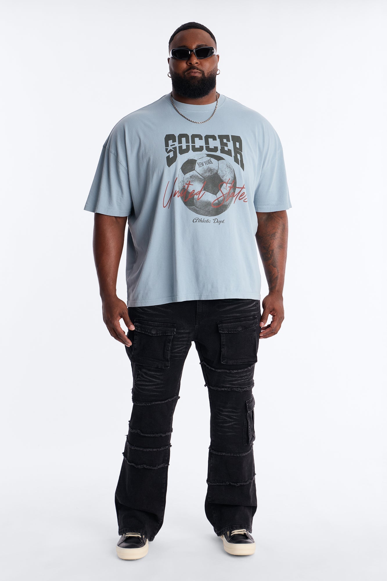 Soccer USA Oversized Short Sleeve Tee - Light Blue