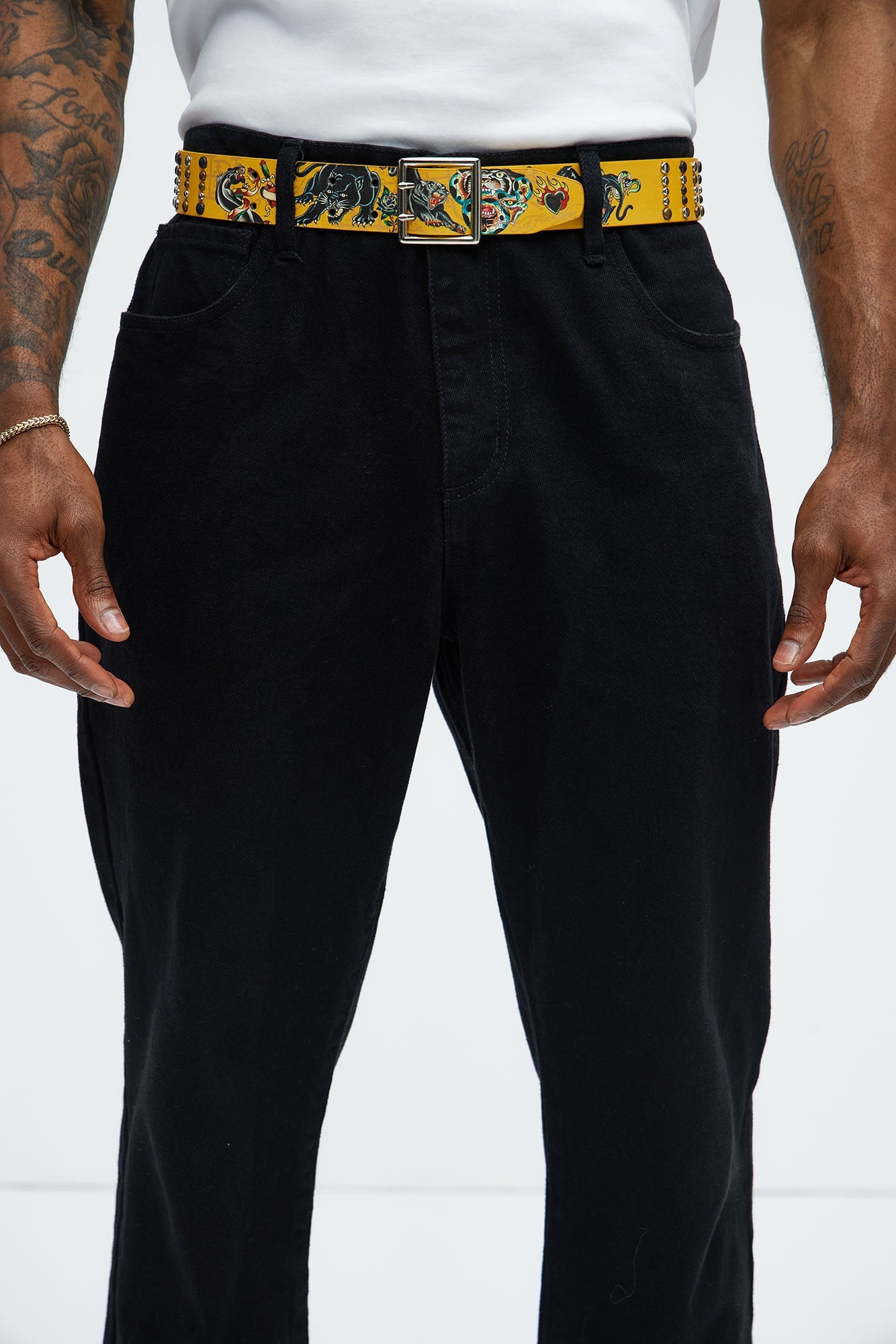 Ed Hardy Dual Prong Belt - Yellow