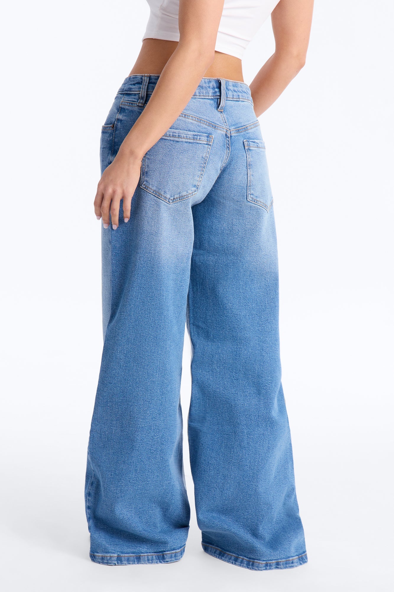Southie Stretch Wide Leg Jeans - Medium Wash