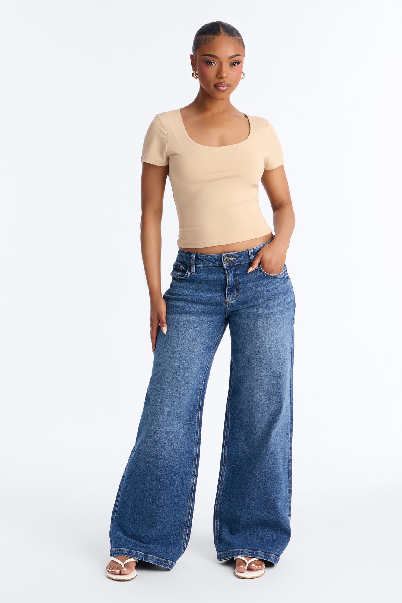 Southie Stretch Wide Leg Jeans - Dark Wash
