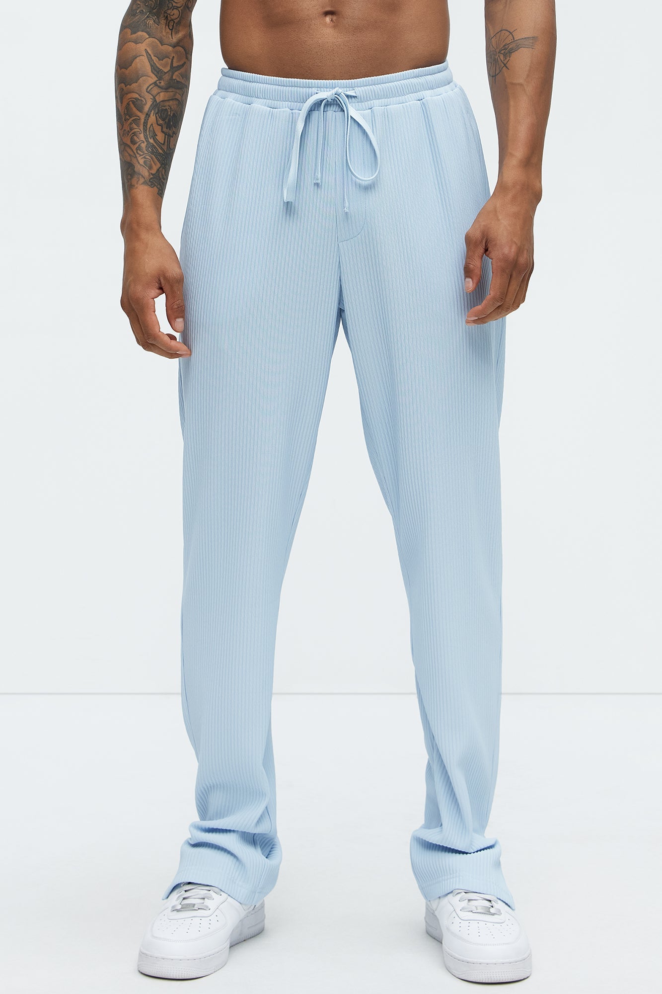Show Up Slim Slit Pants - Light Blue