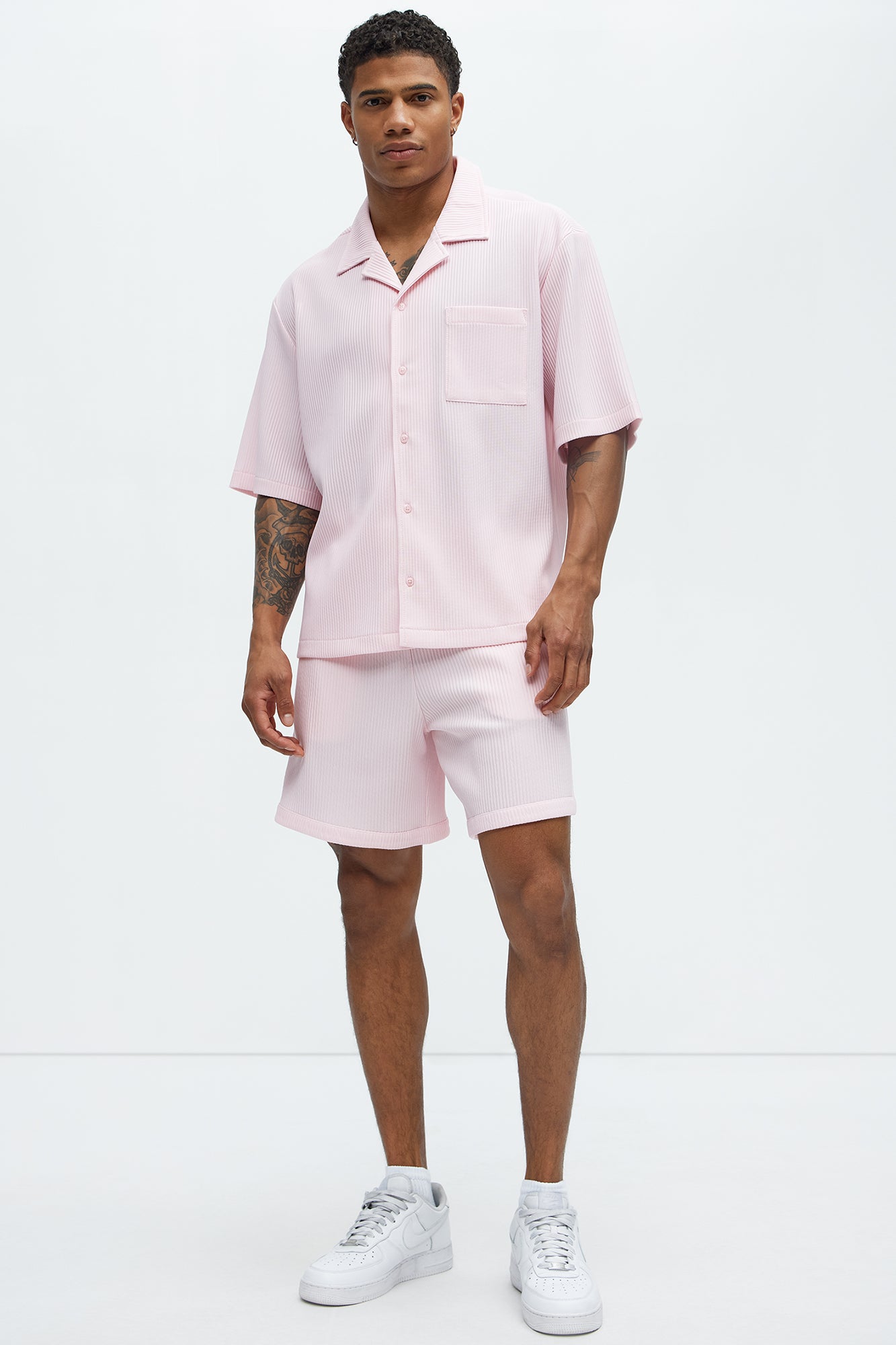 Show Up Short Sleeve Cuban Shirt - Pink