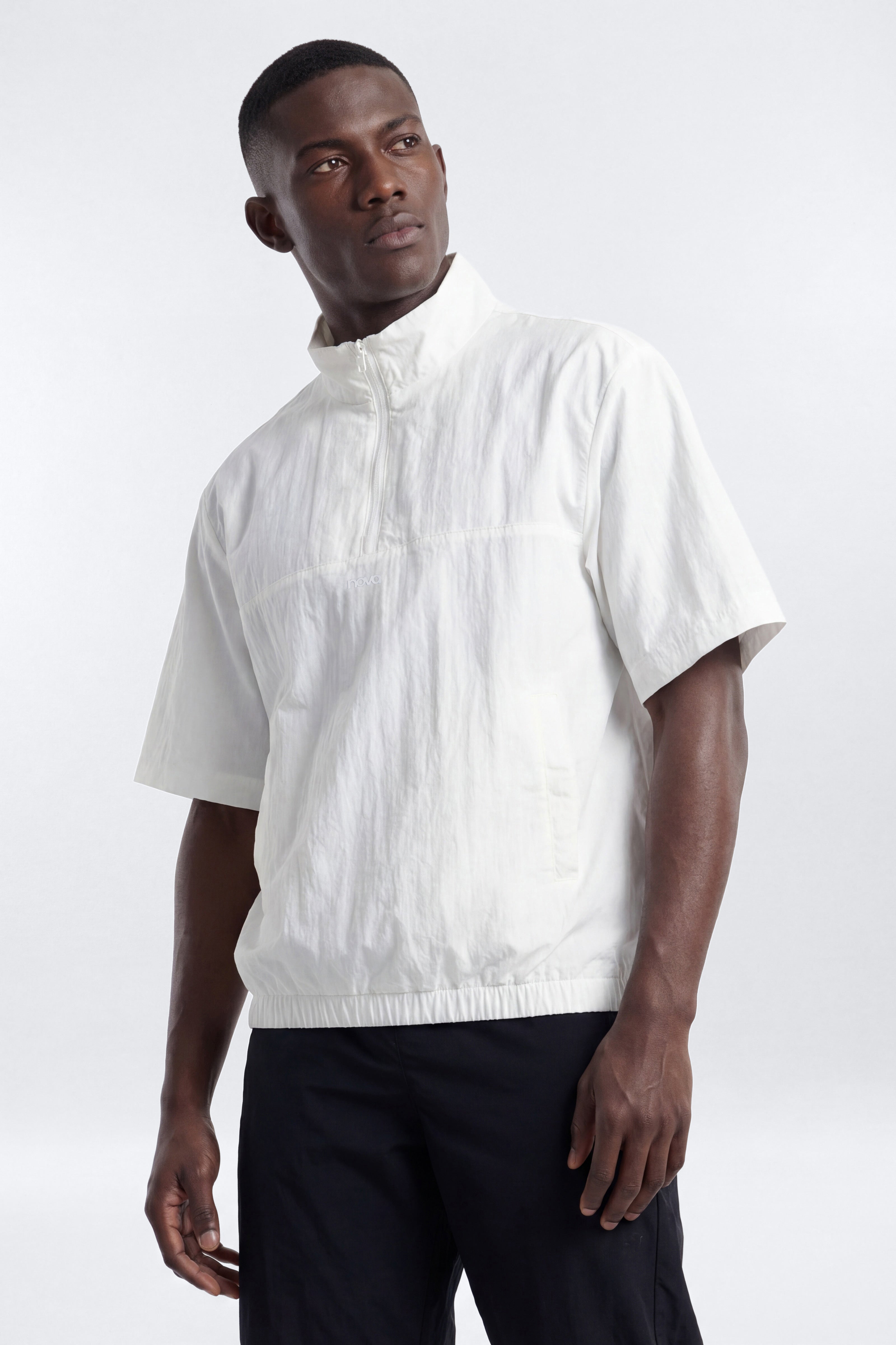 CoreNylon Short Sleeve Quarter Zip Jacket Top - Bright White