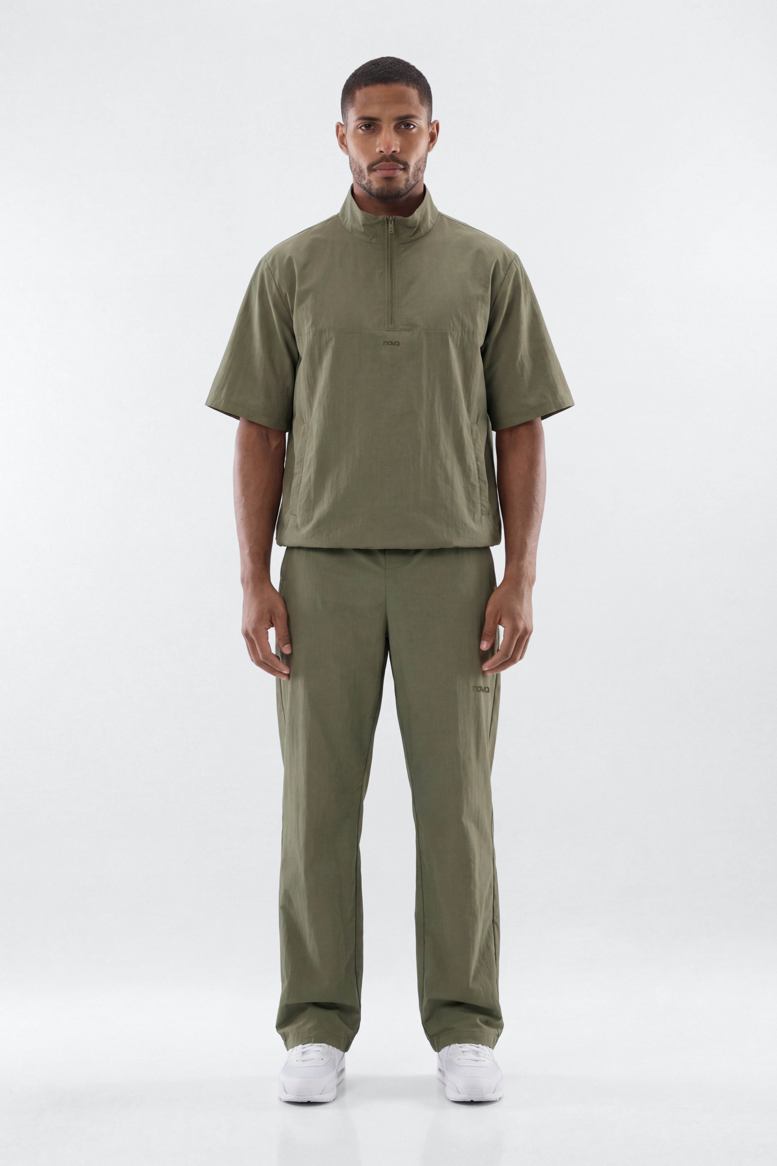 CoreNylon Short Sleeve Quarter Zip Jacket Top - Moss