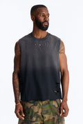 Washed Embellished Muscle Tee - Black