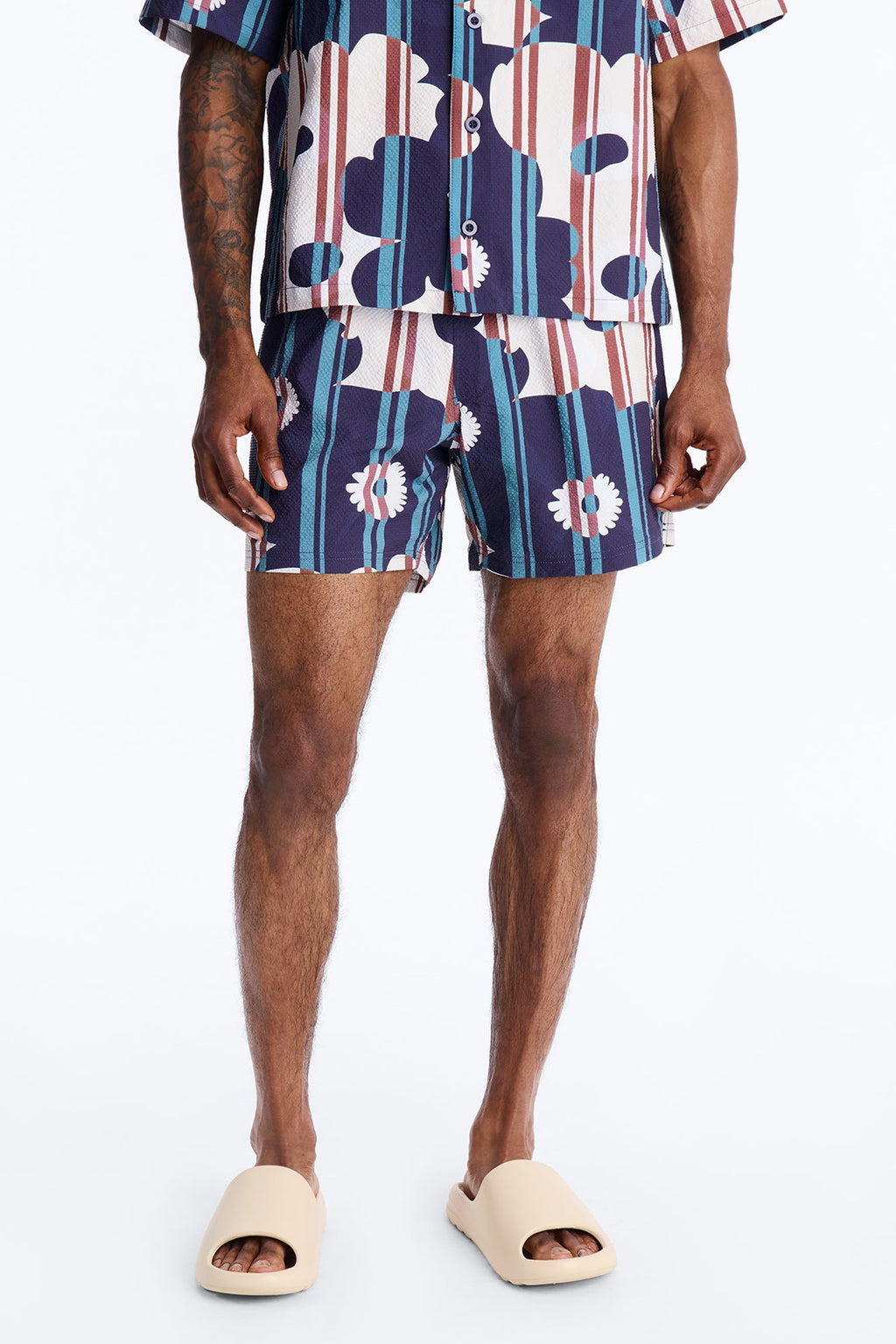 Metroflora Seersucker Swim Trunk 6″ - Multi Color