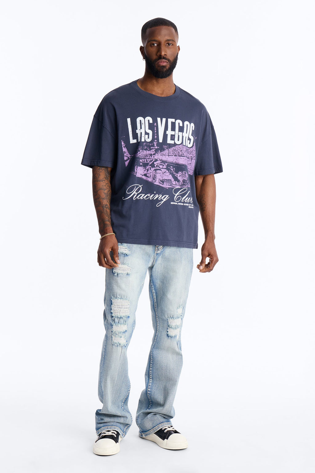 Las Vegas Racing Club Oversized Short Sleeve Tee - Navy