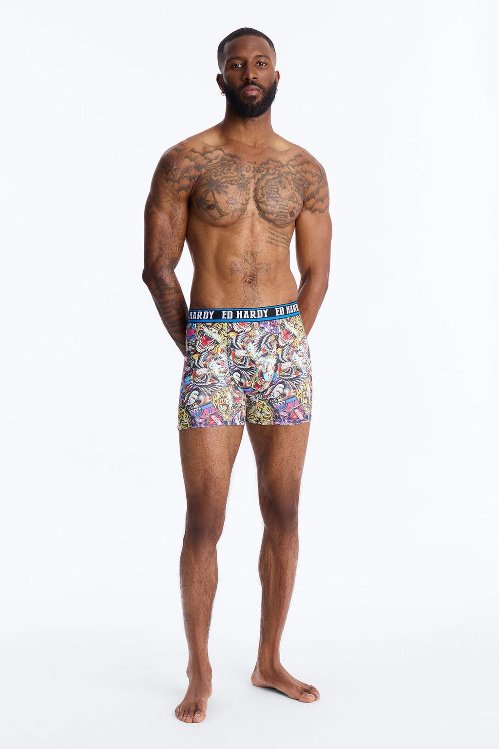 Wild Savage Ed Hardy 3 Pack Cartoon Boxer Briefs - Multi Color