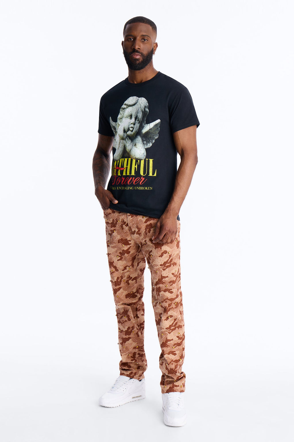 Faithful Forever Angel Short Sleeve Tee - Black