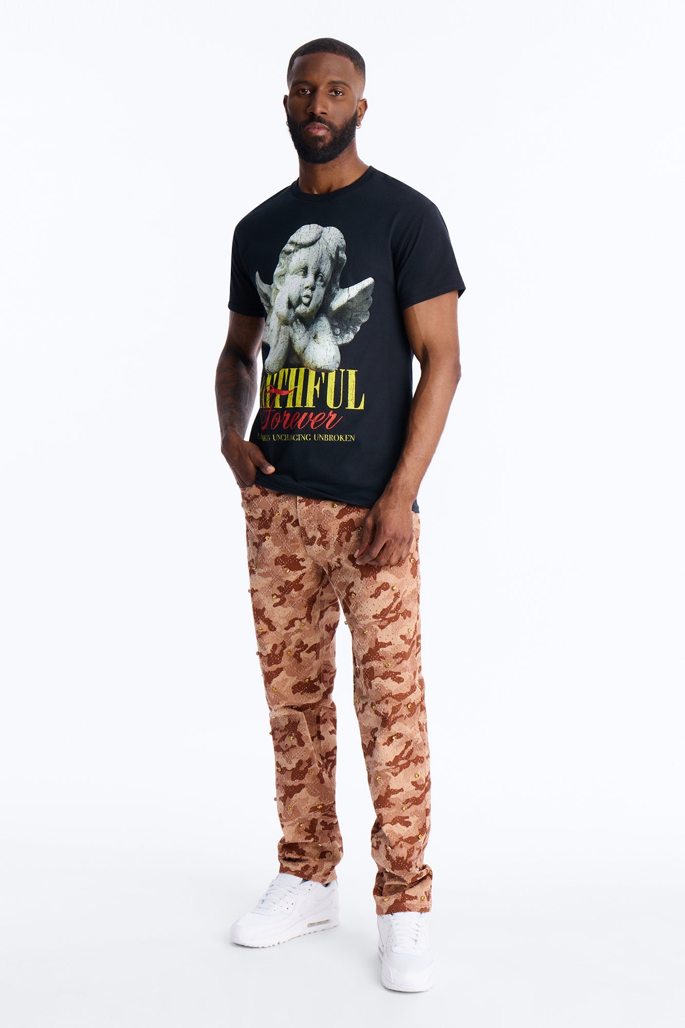 Faithful Forever Angel Short Sleeve Tee - Black
