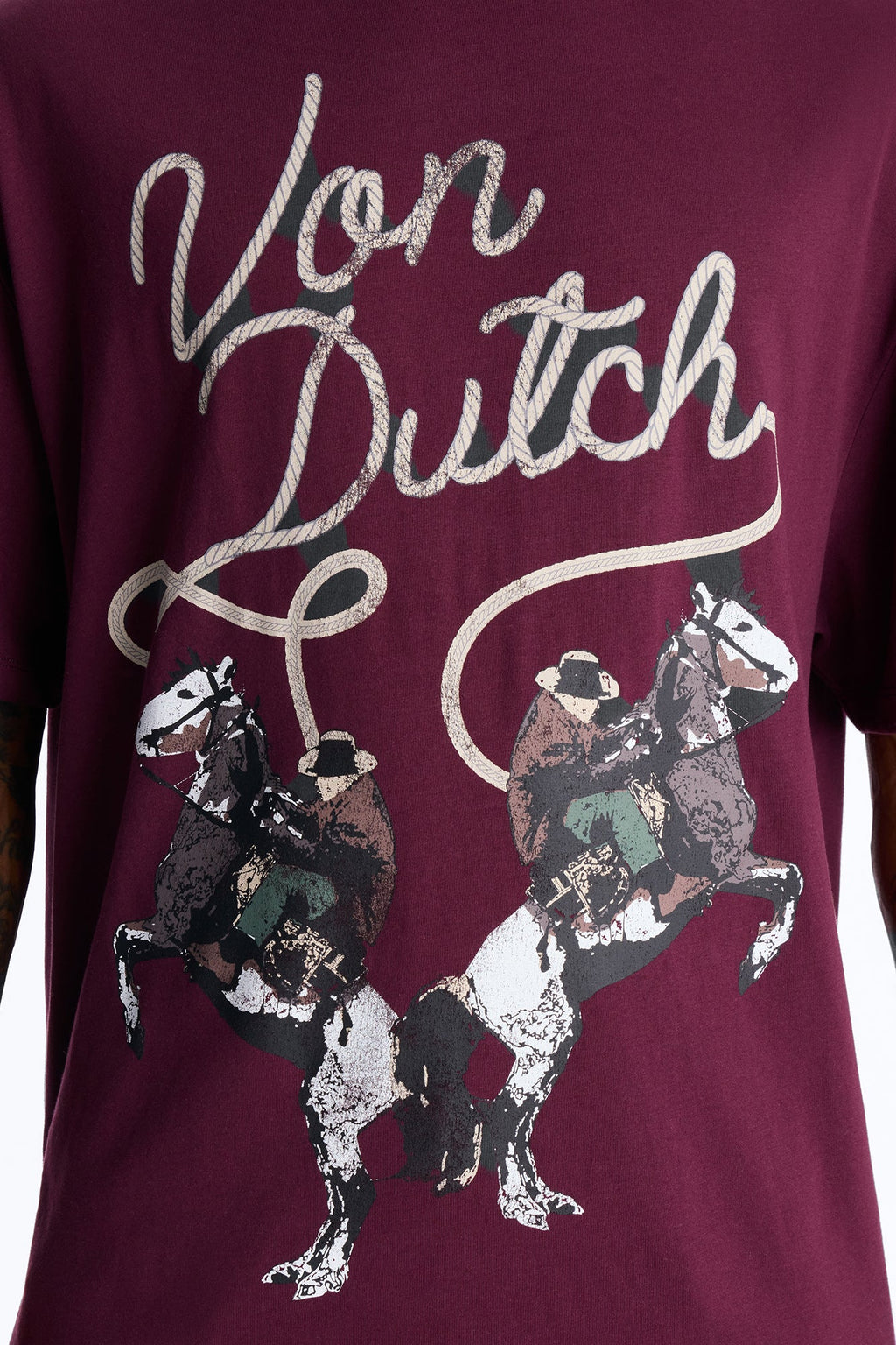 Von Dutch Cowboy Boxy Short Sleeve Tee - Burgundy