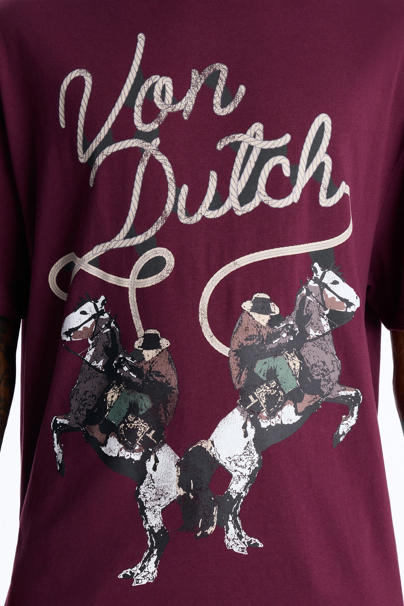 Von Dutch Cowboy Boxy Short Sleeve Tee - Burgundy