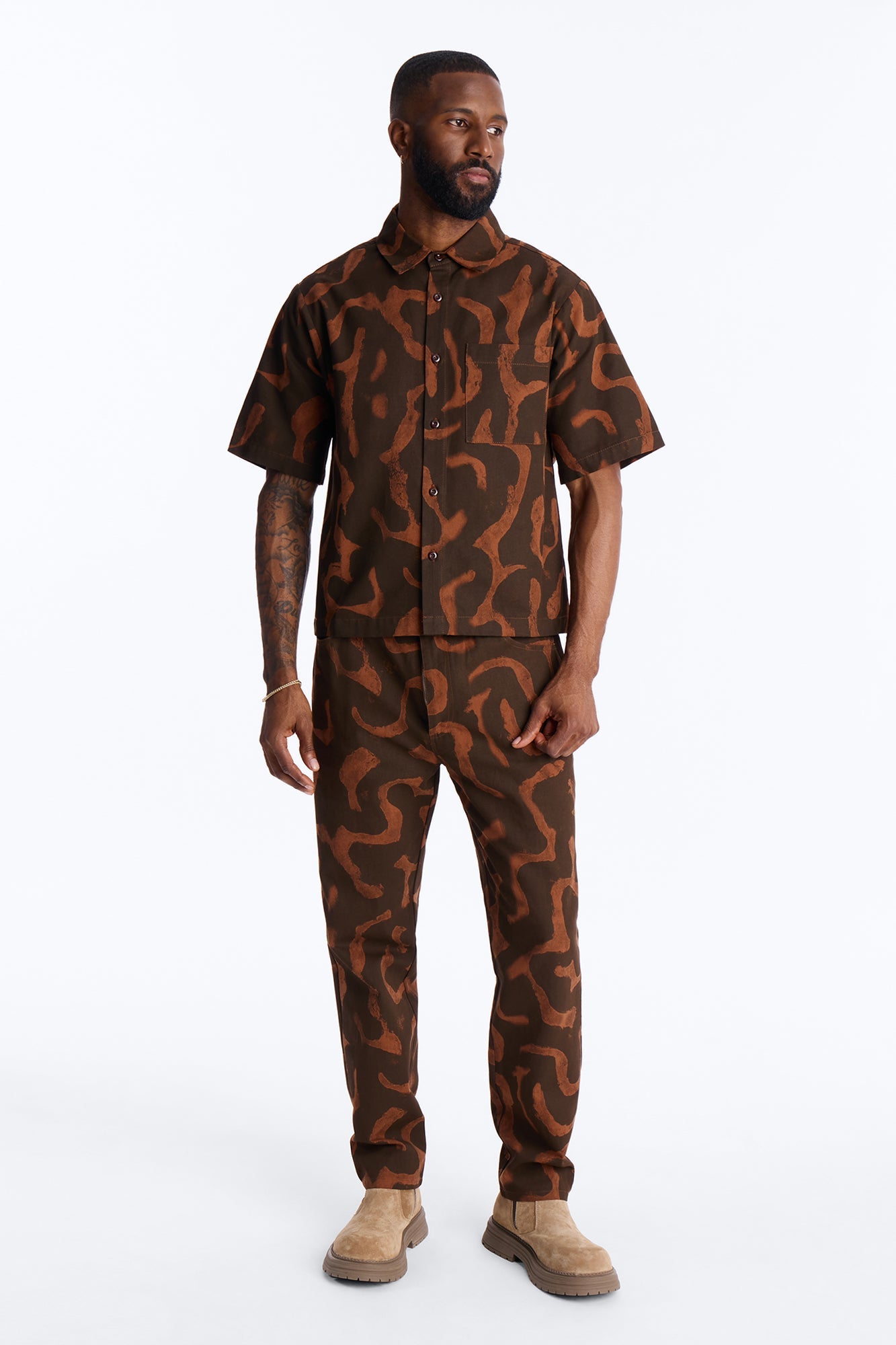 Slim Drizzled Pant - Rust