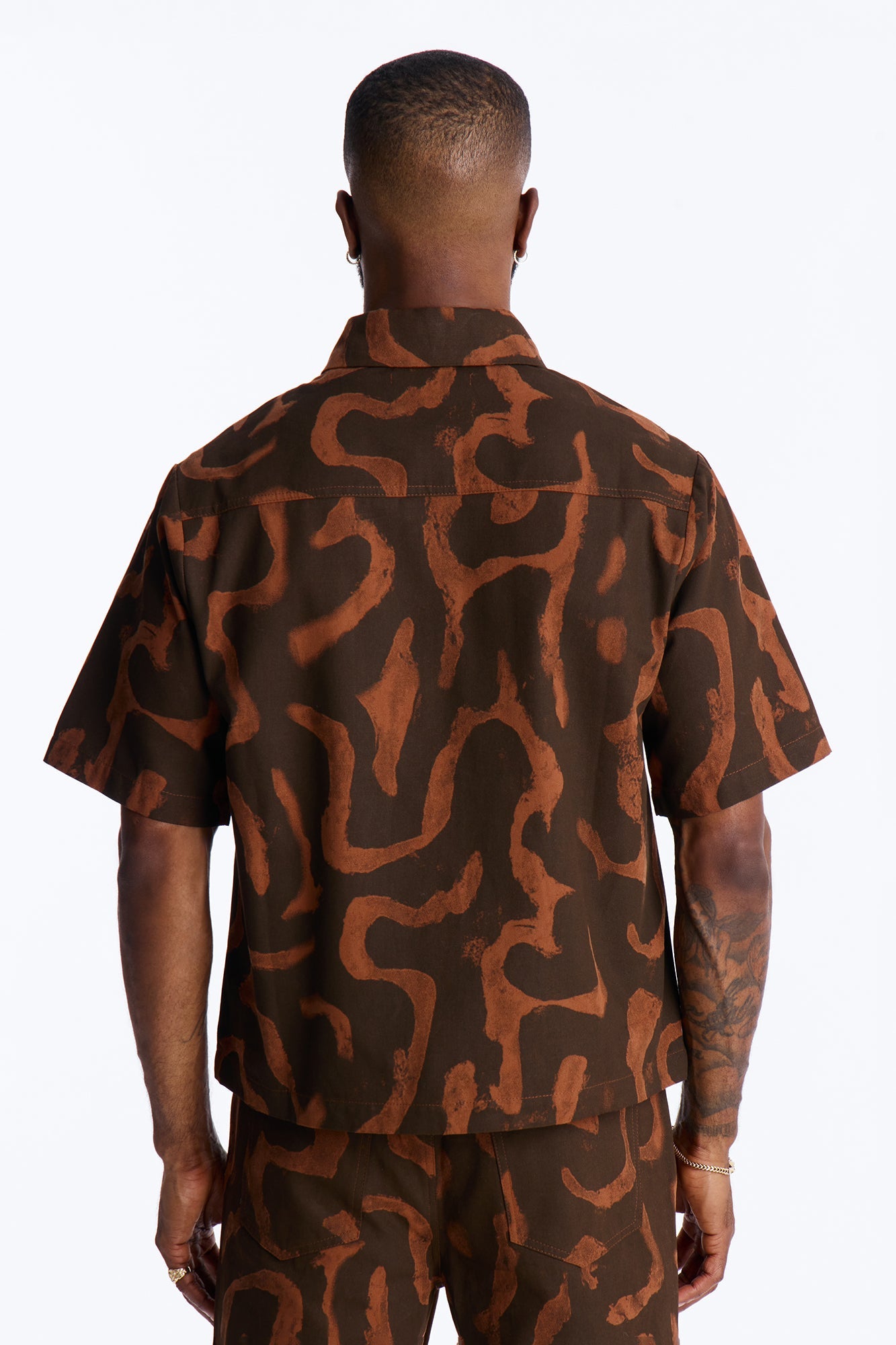 Drizzled Button Up Shirt - Rust