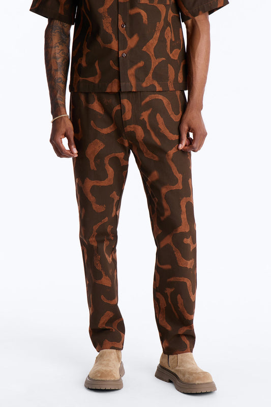 Slim Drizzled Pant - Rust
