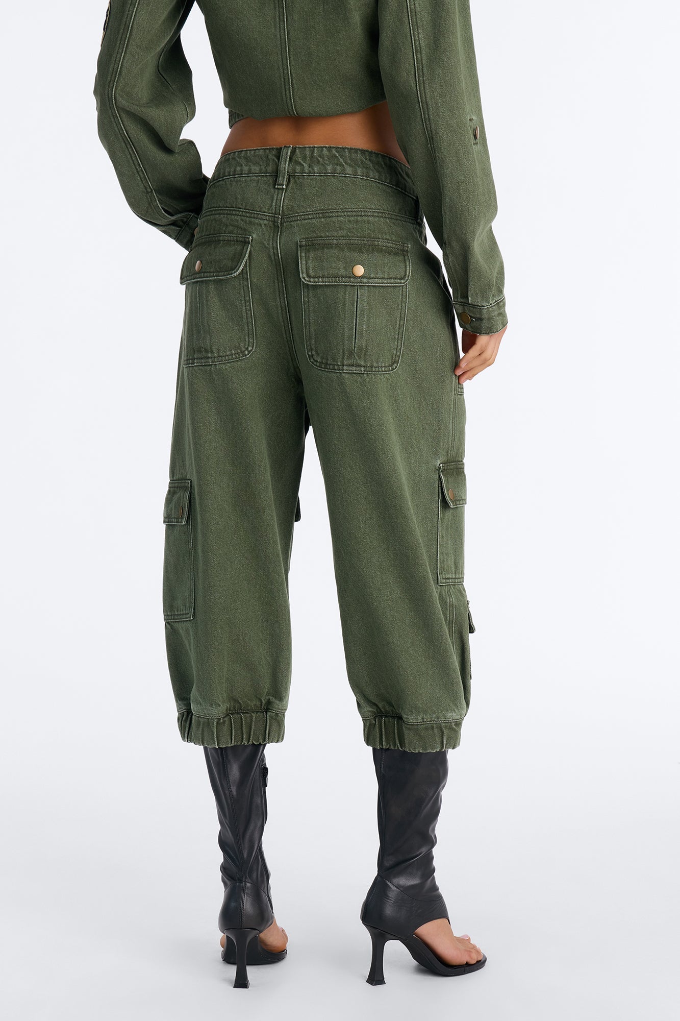 First Ranker Capri Cargo Jogger Jeans - Olive