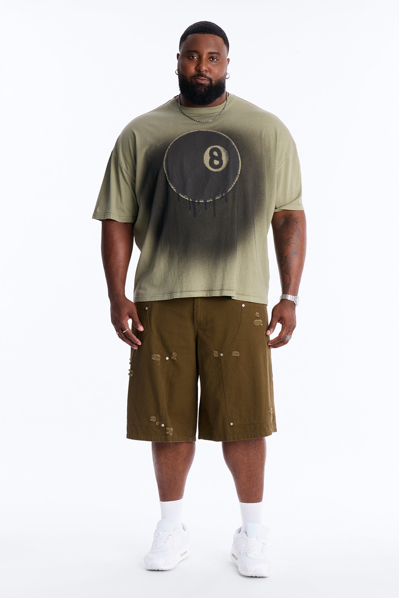 Baggy Mirage Zone Paneled Short - Olive