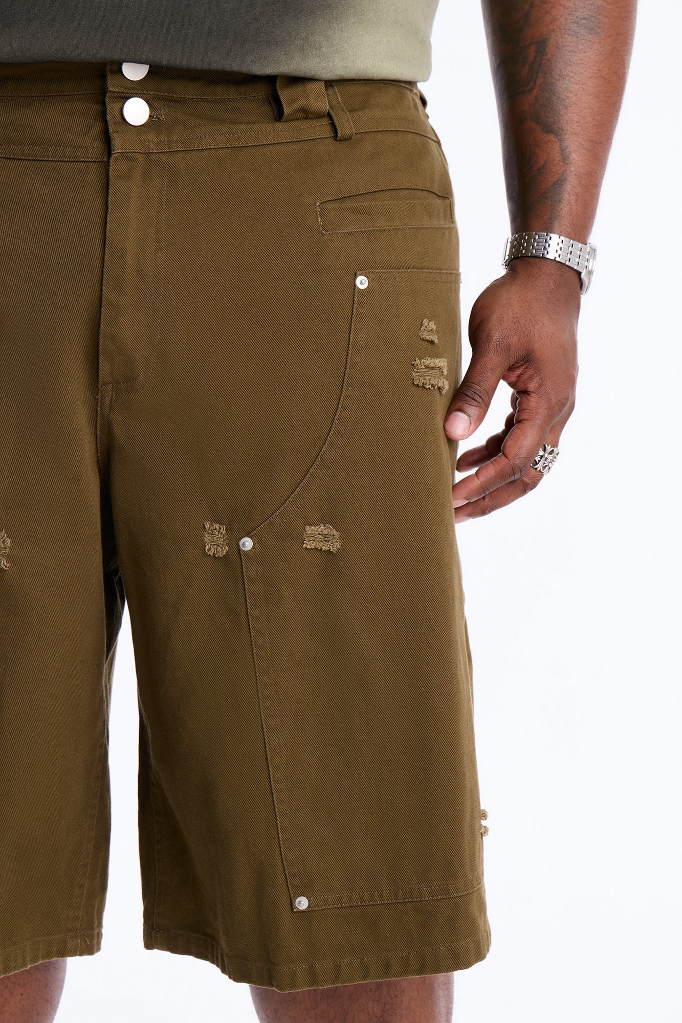 Baggy Mirage Zone Paneled Short - Olive
