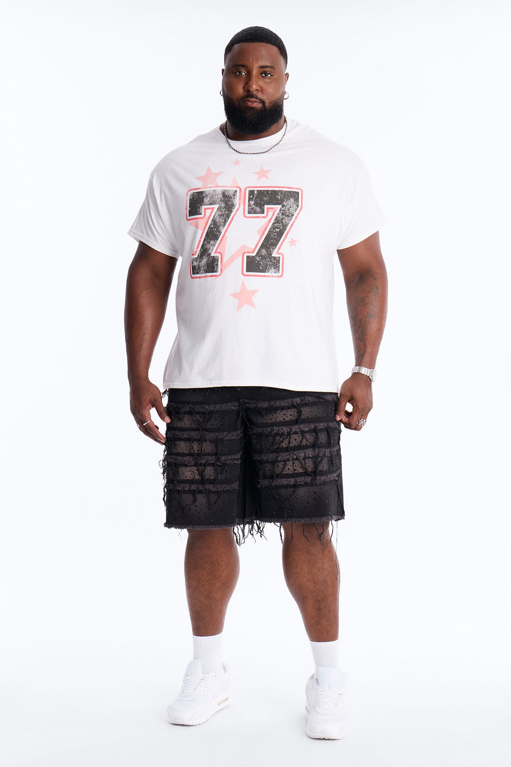 Relaxed Jeweled Havoc Denim Short - Black