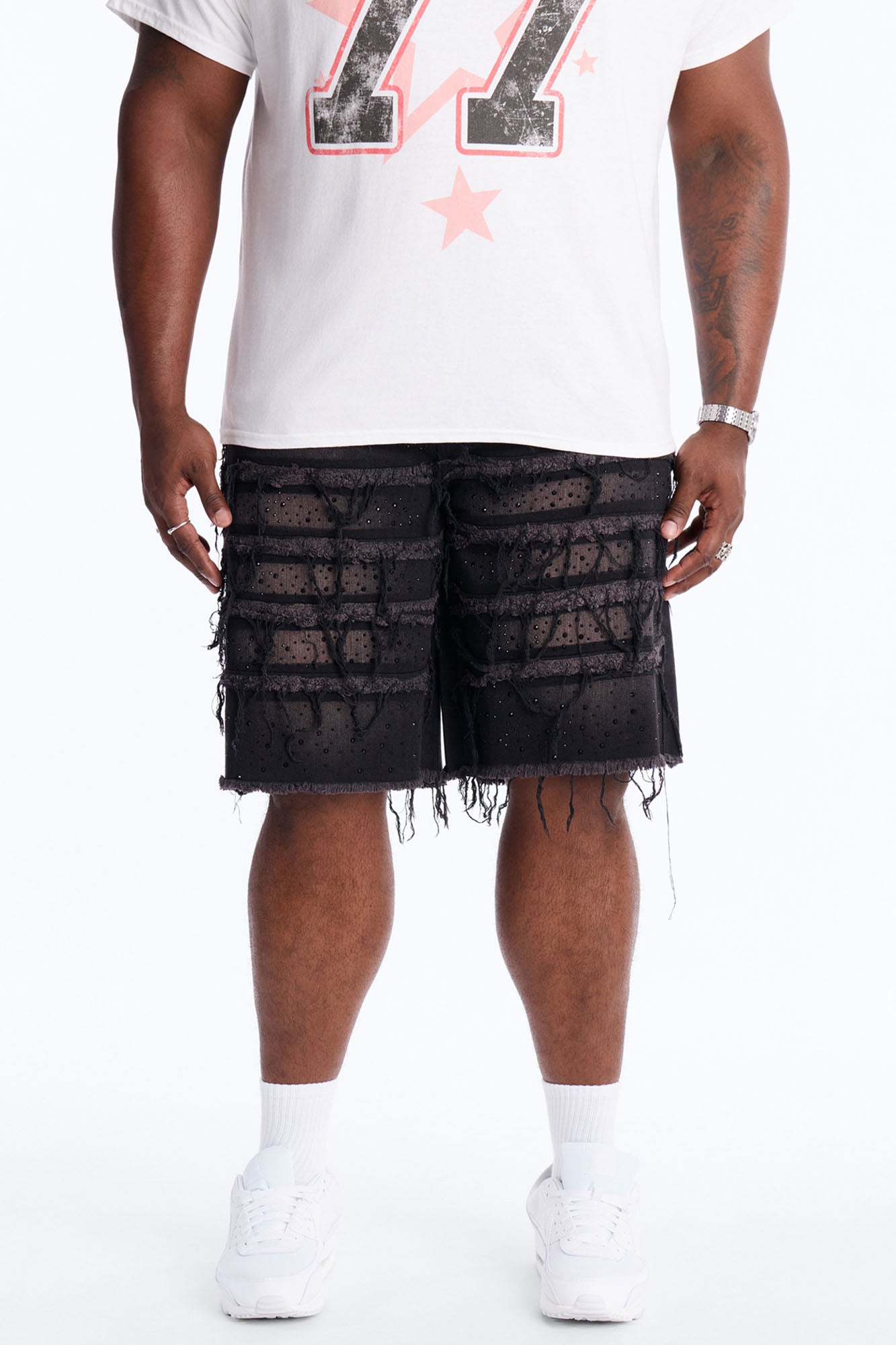 Relaxed Jeweled Havoc Denim Short - Black